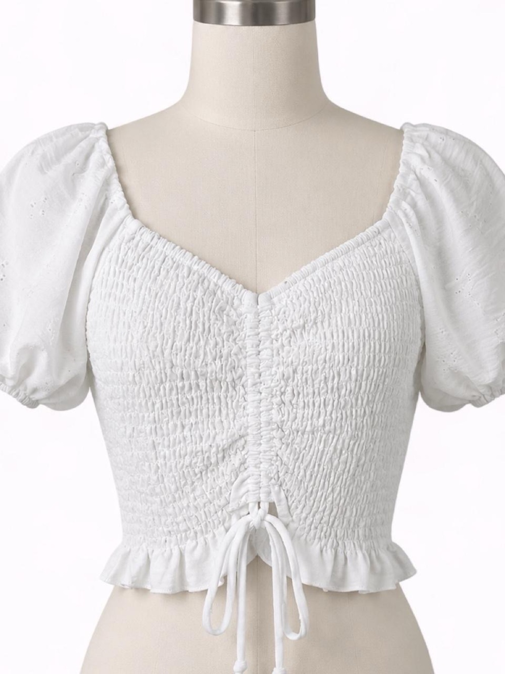 Kirious Los Angeles White Cotton Embroidered Top, Size XS